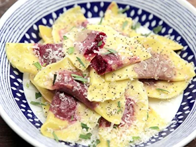 Beet ravioli