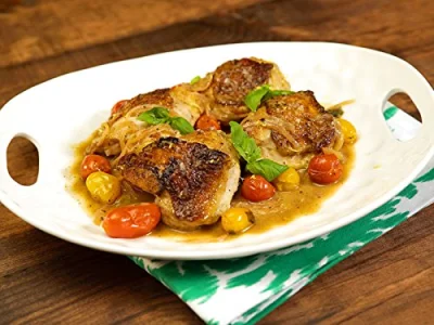 Seared & braised chicken thighs with dijon gravy