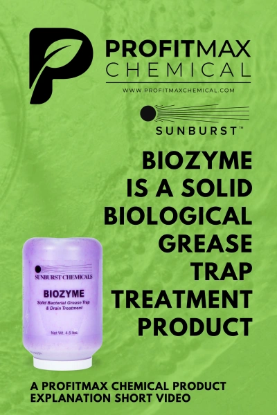 Biozyme is a solid biological grease trap treatment product.