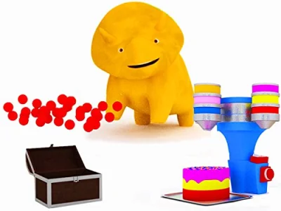Learn colors with Dino the Dinosaur: Chests filled with balls/The Birthday Cake