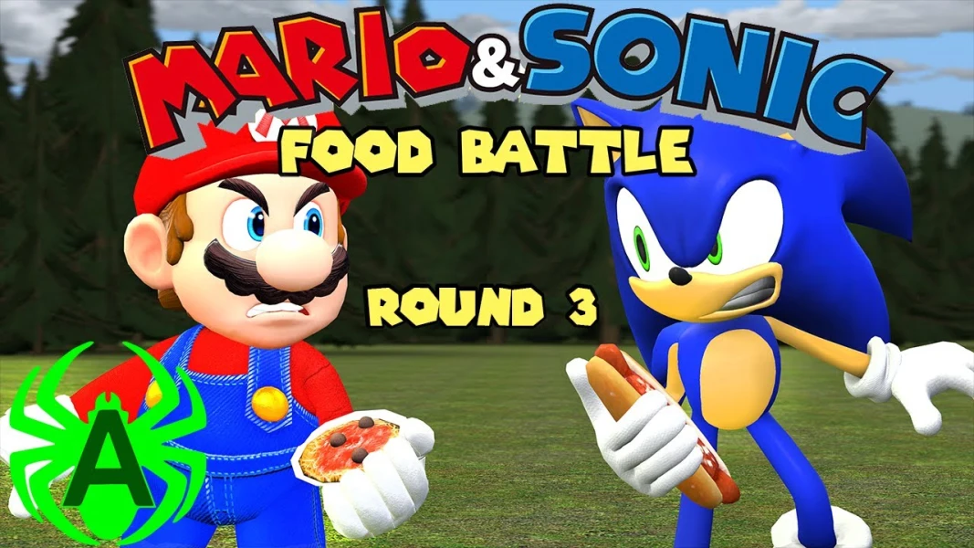 Mario VS Sonic Animation: Food Battle Round 3
