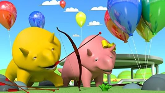 Learn colors and shapes with Dino: The Contest Learn Shapes/Playing with a Bubble Machine