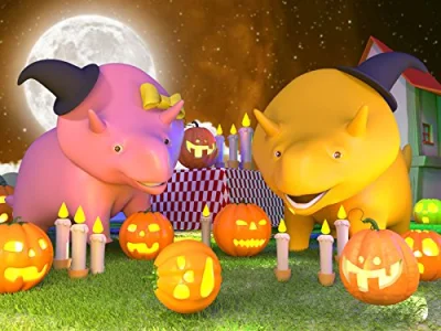 Halloween Special: Dino and Dina Learn How to Make a Jack-O-lantern/Dino and Dina play Hopscotch