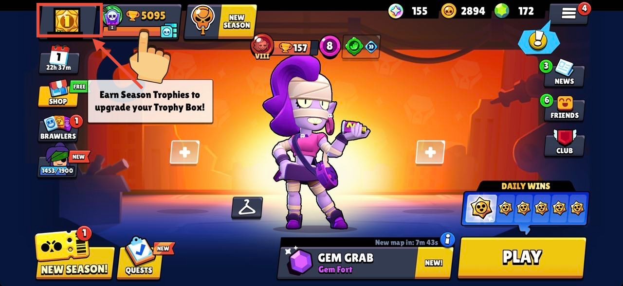 Clique no ícone do seu usuário no Brawl Stars para iniciar o processo de recarga