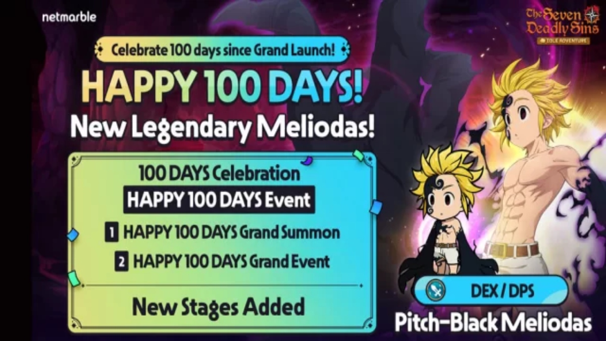 100th-day Festivities in 'The Seven Deadly Sins: Idle Adventure' Feature Newcomer Pitch-Black Meliodas and More