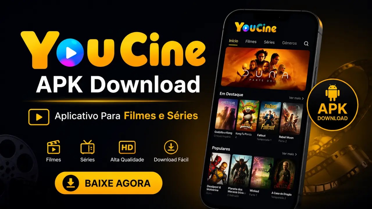 Como baixar youcine filmes e séries apk versão mais recente alpha-1.1 para Android 2026