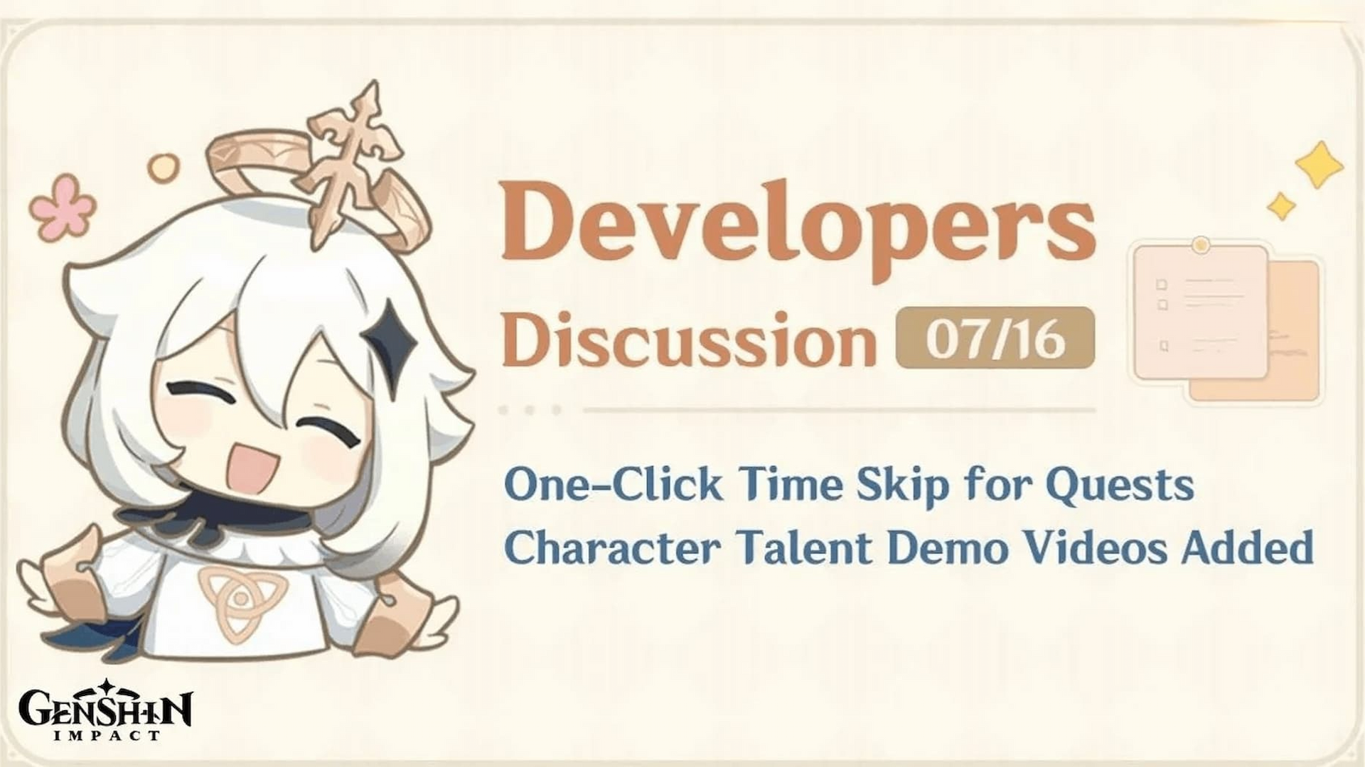 Genshin Impact Version 5.8 Update Developers’ Discussion talks about one-click time skips, talent demo videos, and major quality-of-life upgrades image