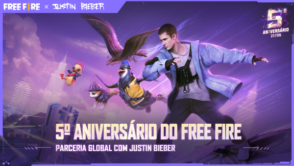 Free Fire comemora 5 anos com eventos de Justin Bieber image