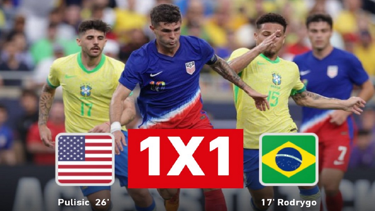 A seleção brasileira empatou com os Estados Unidos no último amistoso antes da Copa América image