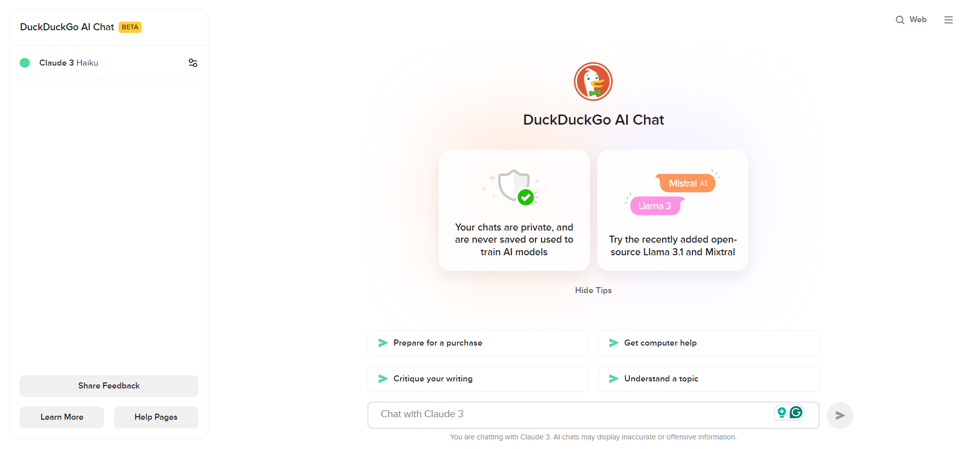 DuckDuckGo AI Chat 