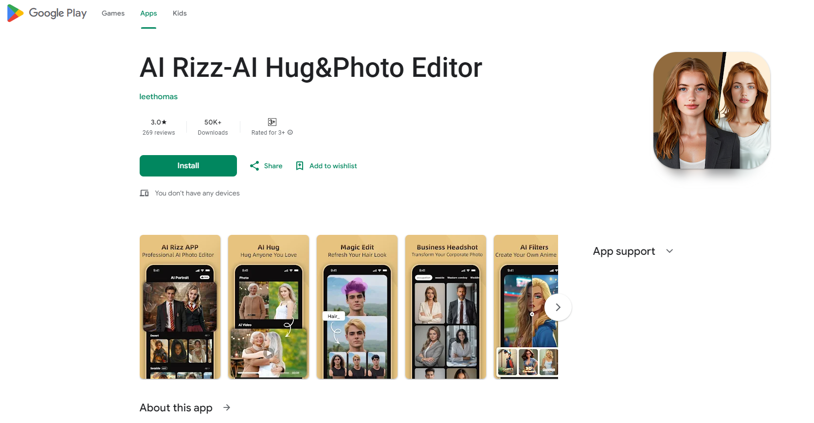 AI Rizz-AI Hug&Photo Editor