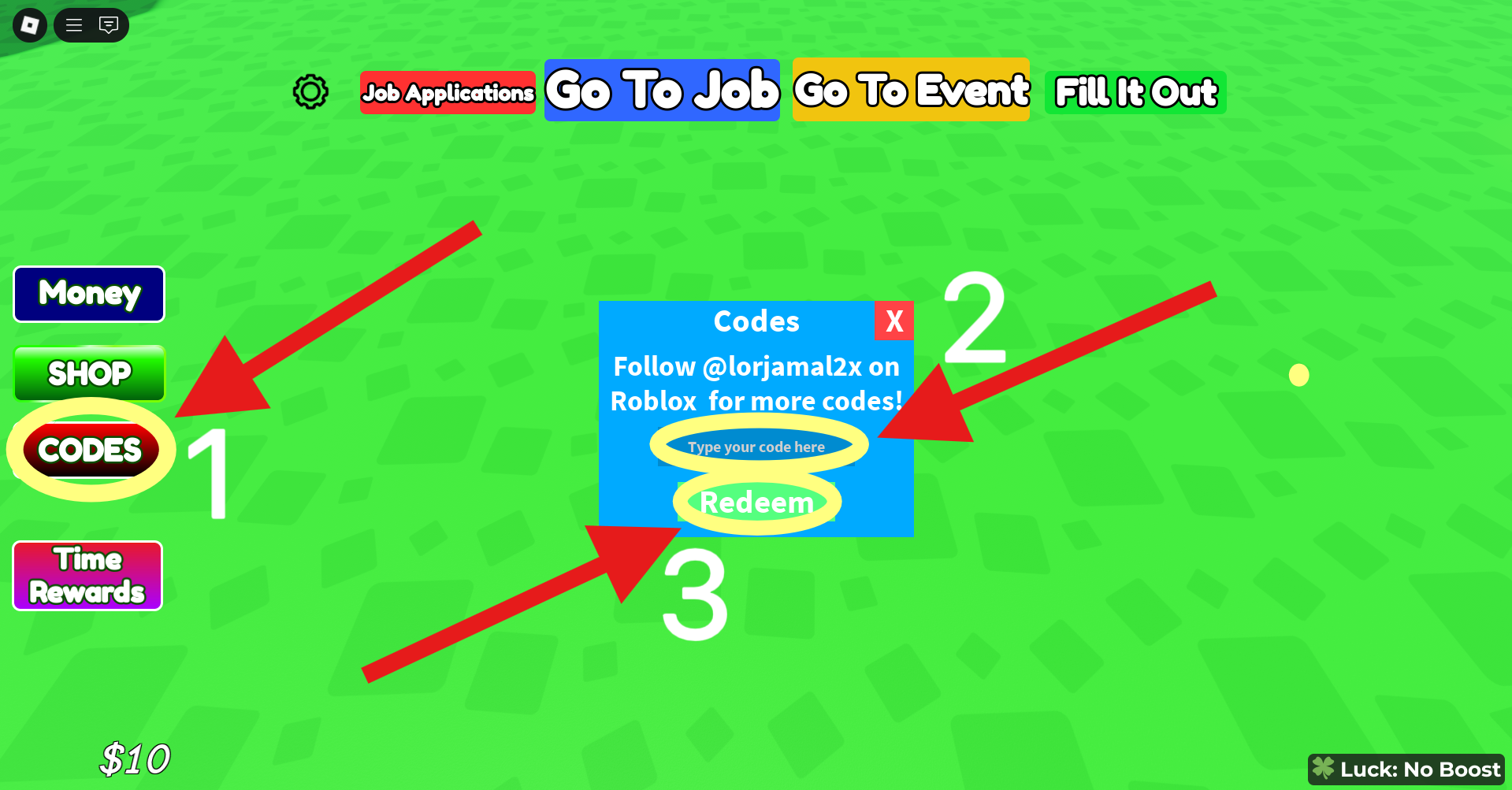 How to Redeem Codes in Grow A Job Application