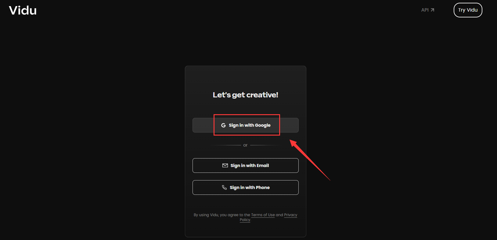 log in to Vidu Studio
