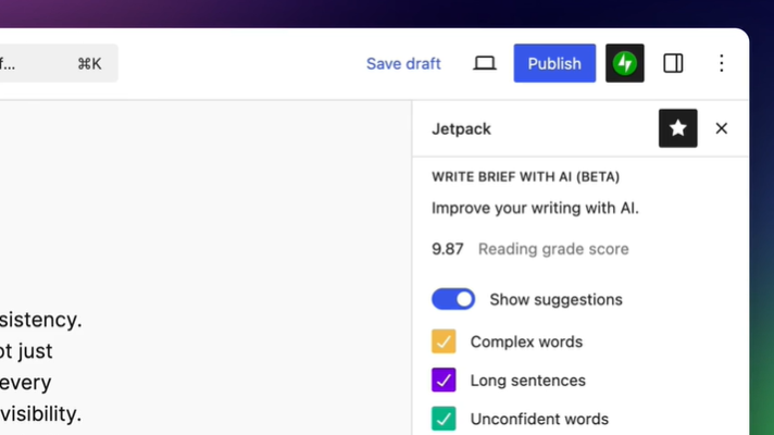 WordPress推出Write Brief with AI