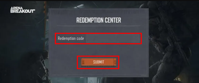 Insira o seu codigo cdk arena breakout infinite e clique em SUBMIT.