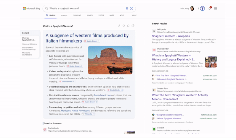 Bing generative search