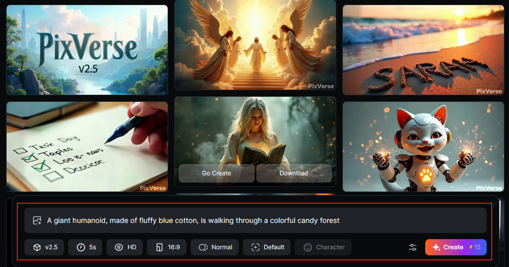 PixVerse WebUI Overhaul Floating Create Hub