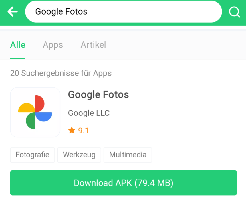 Google Photos herunterladen
