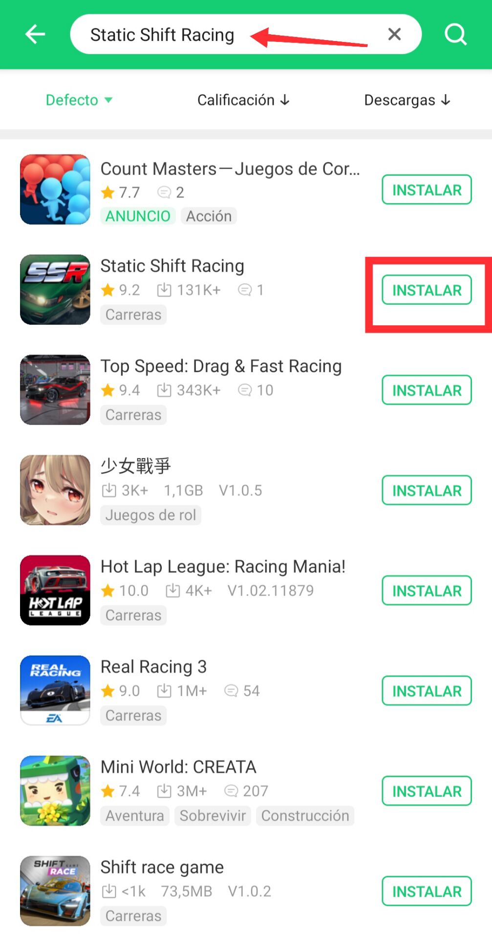 Cómo descargar Static Shift Racing en Android