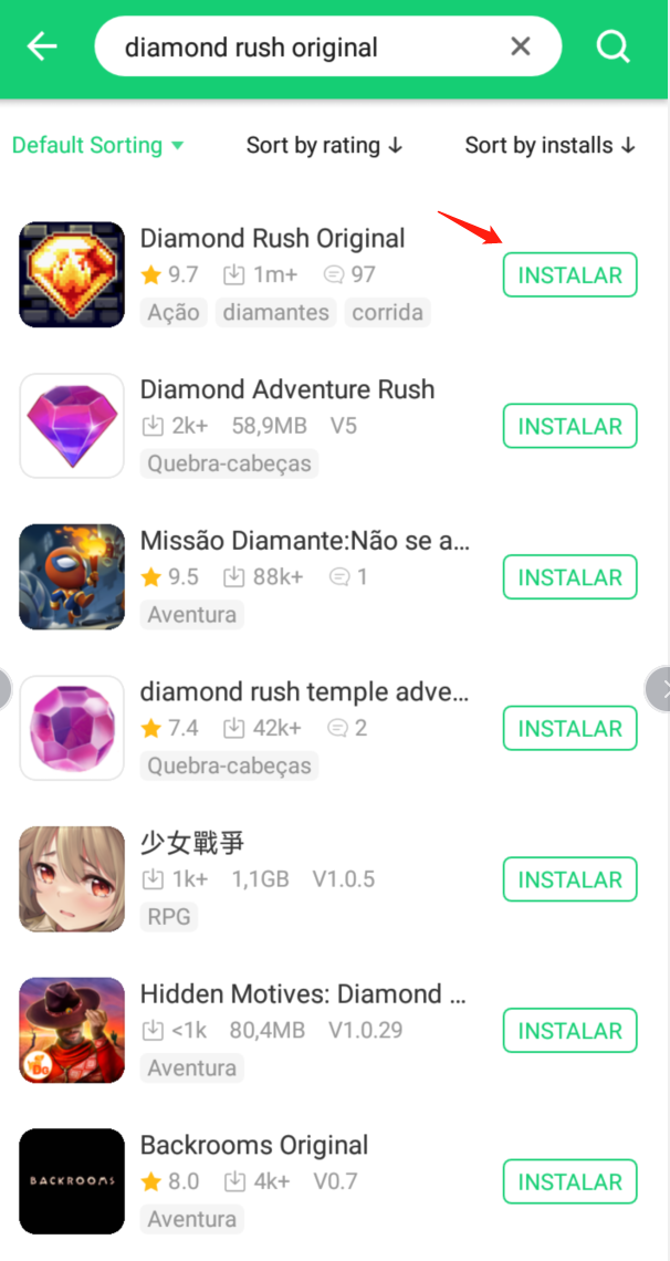 baixar e jogar Diamond Rush Original no Android