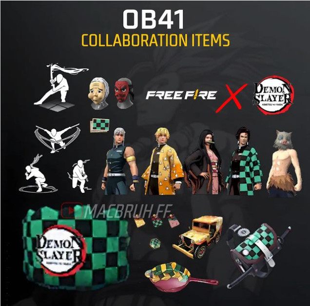 Colaboração Free Fire x Demon Slayer - Tudo o que você precisa saber sobre  a colaboração: Itens vazados para a atualização OB41