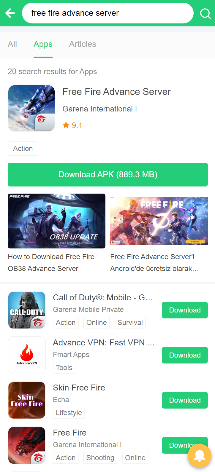 Free Fire OB40 Advance Server herunterladen