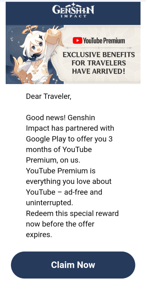 Como obter o  Premium gratuito de 3 meses no Genshin Impact