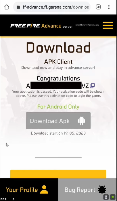 Free Fire OB40 Advance Server تنزيل
