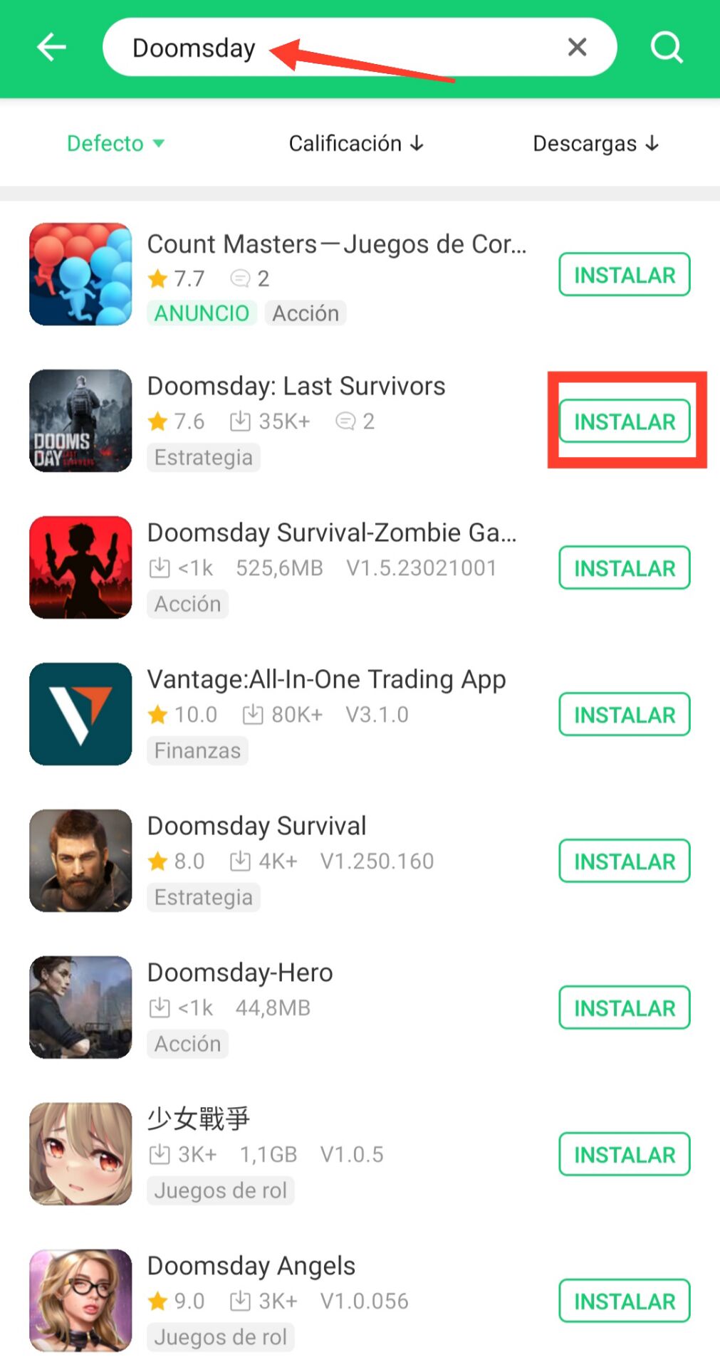 Cómo descargar Doomsday en Android