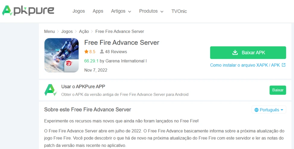 Como se registrar e baixar Free Fire OB38 Advance Server