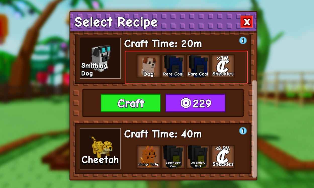 grow a garden smithing dog recipe