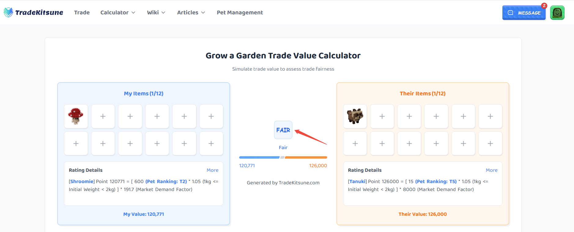 grow a garden tanuki trading value