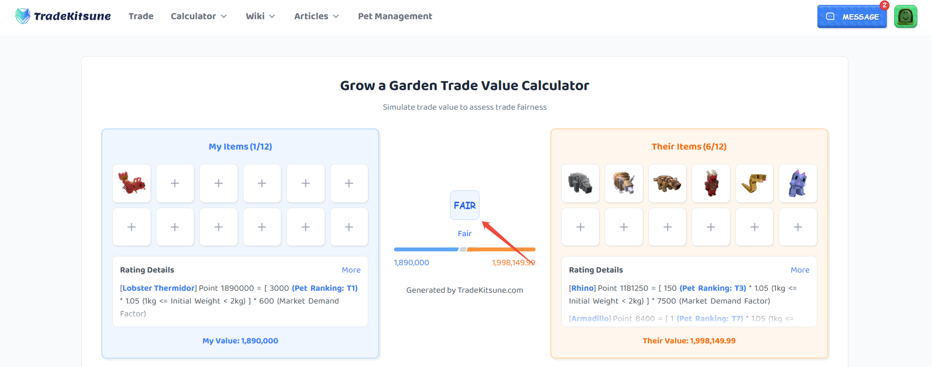 grow a garden trading calculator