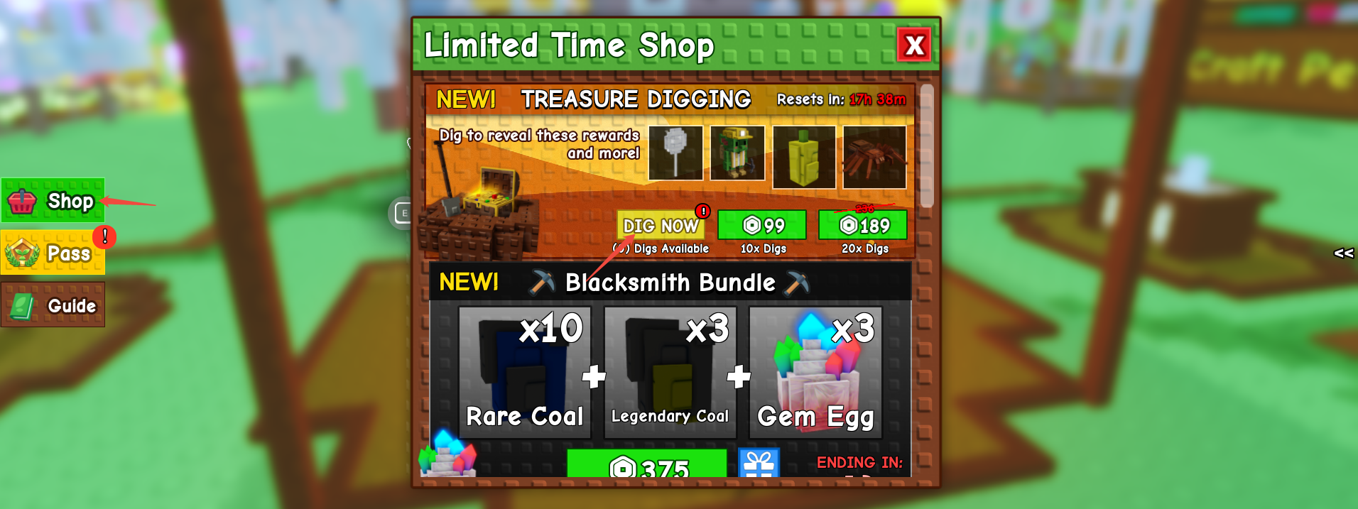 grow a garden smithing event digging