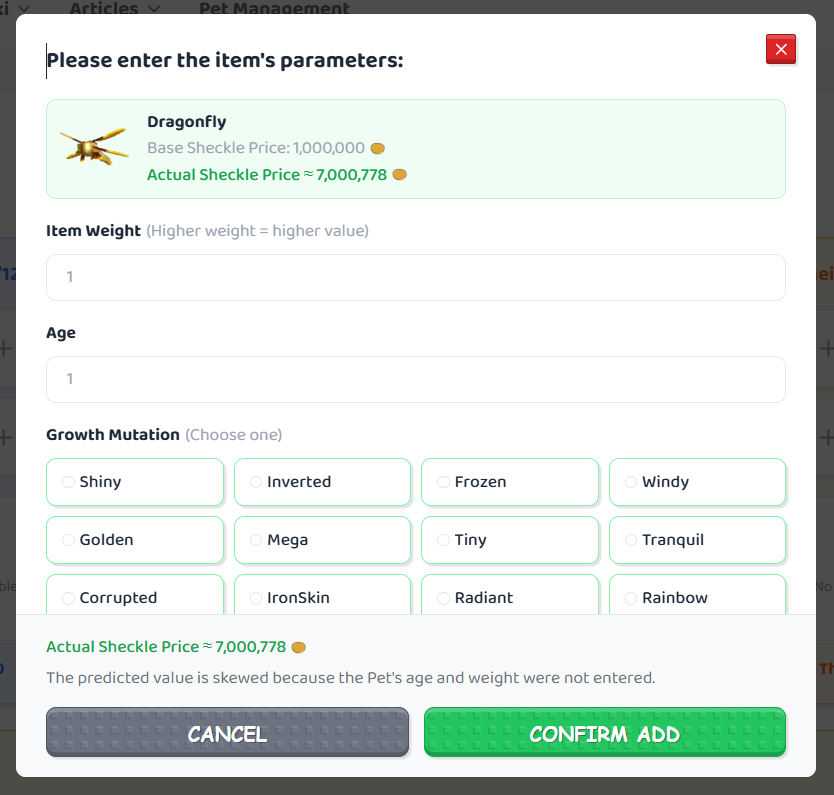 grow a garden dragonfly trading value