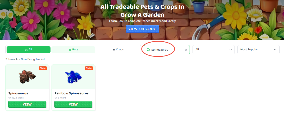 Spinosaurus Trade and Value in Grow A Garden?