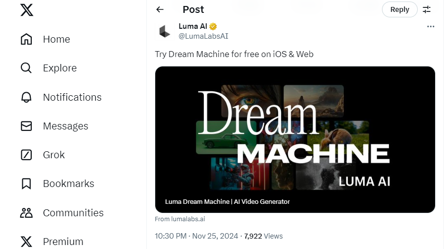 Luma AI Dream Machine 1.6