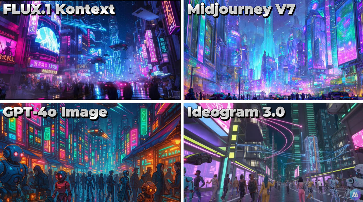 FLUX.1 Kontext VS Midjourney VS GPT-4o Image VS Ideogram