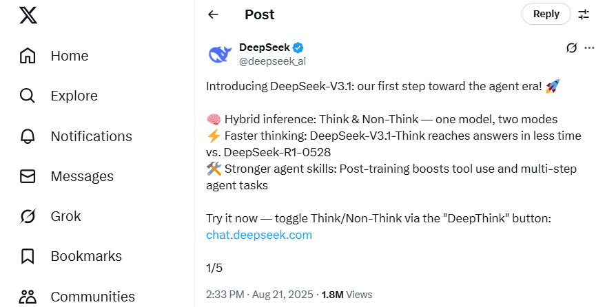 DeepSeek v3.1