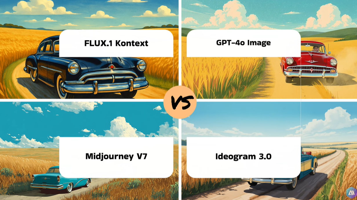 FLUX.1 Kontext VS Midjourney VS GPT-4o Image VS Ideogram