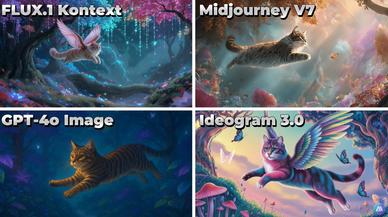 FLUX.1 Kontext VS Midjourney V7 VS GPT-4o Image VS Ideogram 3.0