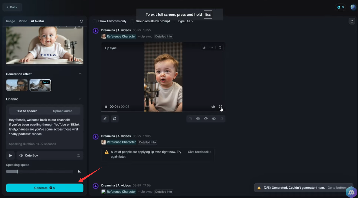 talking baby podcast with AI