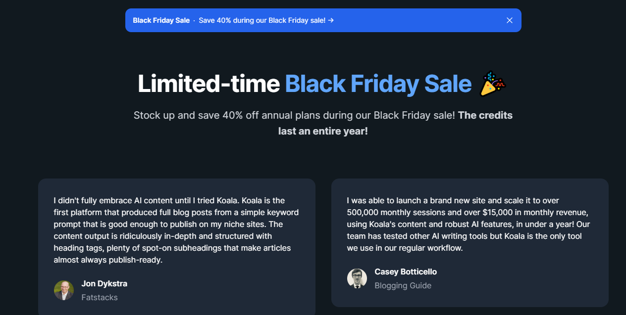 Koala Black Friday Discount