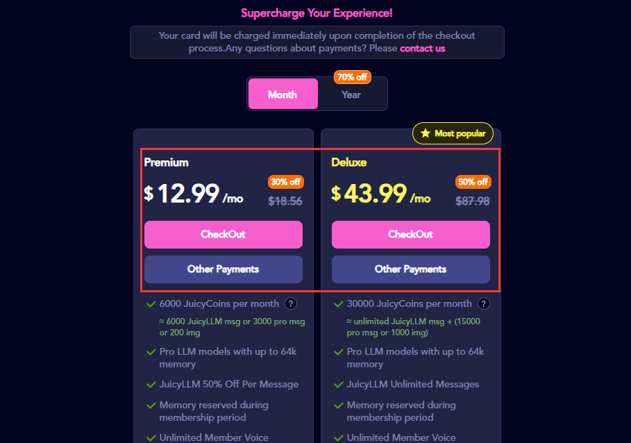 SweetAI Chat VS JuicyChat AI