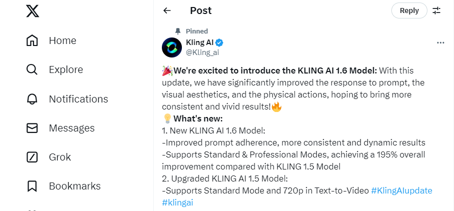 Kling 1.6 Update