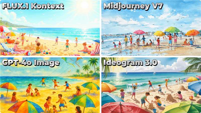 FLUX.1 Kontext VS Midjourney V7 VS GPT-4o Image VS Ideogram 3.0