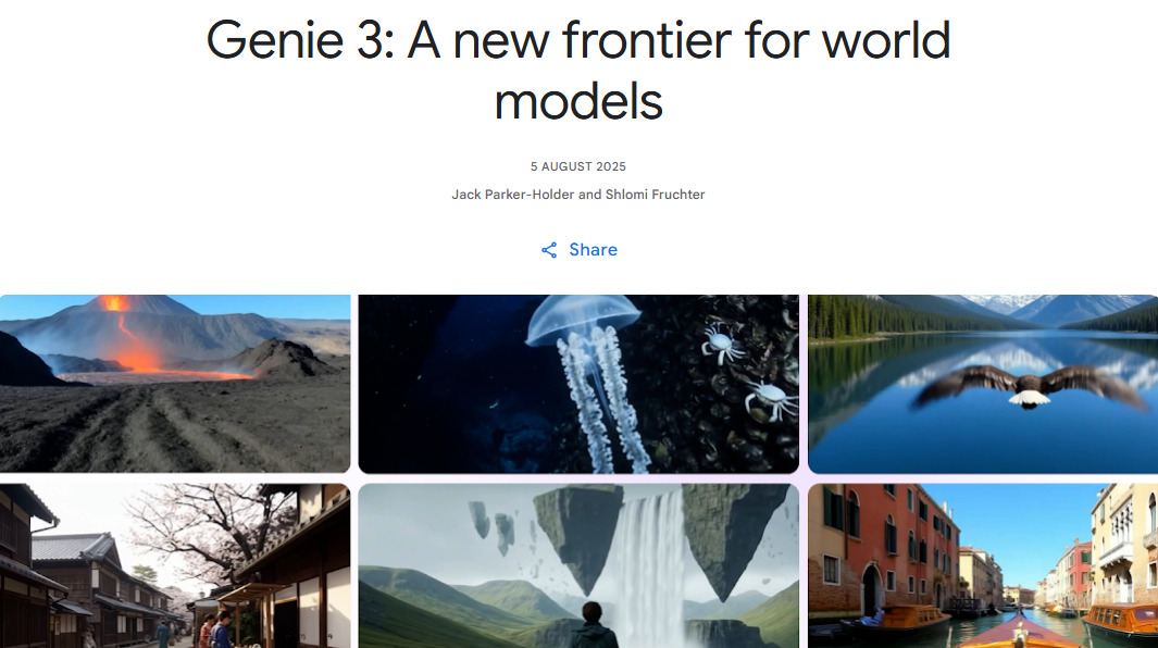 Genie 3: A new frontier for world models