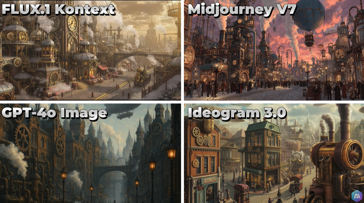 FLUX.1 Kontext VS Midjourney VS GPT-4o Image VS Ideogram
