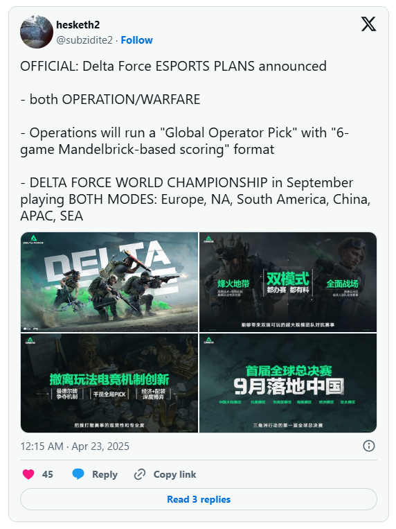 Delta Force announces esports plan for 2025 with its