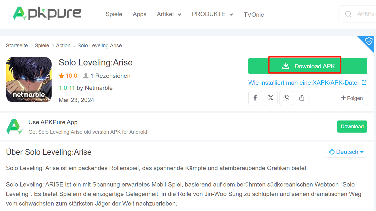 Die neueste Version von Solo Leveling: Arise für Android download und ...